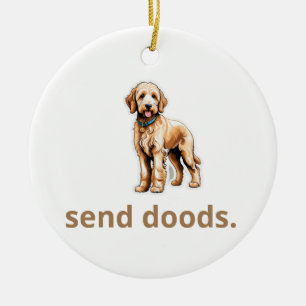 Schattige Goldendoodle Dog "Stuur Doods" Keramisch Ornament