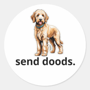 Schattige Goldendoodle Dog "Stuur Doods" Ronde Sticker
