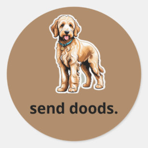 Schattige Goldendoodle Dog "Stuur Doods" Ronde Sticker