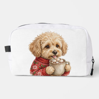Schattige Goldendoodle Drinkt Heet Cacao Kerst Tru Toilettasje