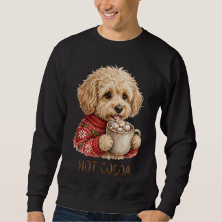 Schattige Goldendoodle Drinkt Heet Cacao Kerst Tru Trui