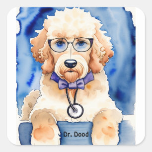 Schattige Goldendoodle Hond Puppy Kinderen Vierkante Sticker