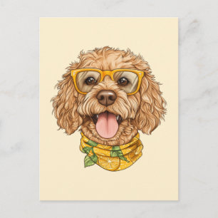 Schattige Goldendoodle Hond Zonnebril Sinaasappels Briefkaart