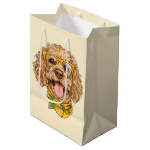 Schattige Goldendoodle Hond Zonnebril Sinaasappels Medium Cadeauzakje