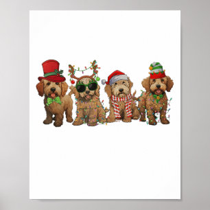 Schattige Goldendoodle-honden Kerstverlichting Gou Poster