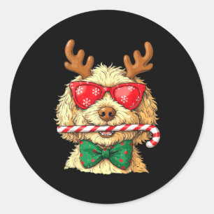 Schattige Goldendoodle Honden Kerstverlichting Gou Ronde Sticker