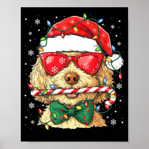 Schattige Goldendoodle Kerstman Hoed Kerst Lichtje Poster