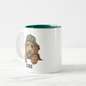 Schattige Goldendoodle Patriot Tweekleurige Koffiemok (Voorkant links)
