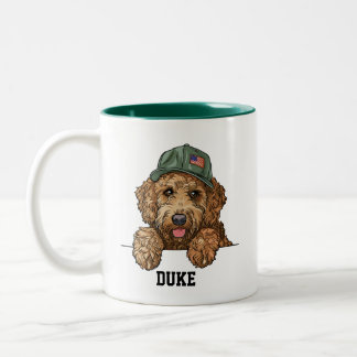 Schattige Goldendoodle Patriot Tweekleurige Koffiemok