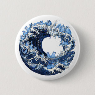 Schattige golf van blauwe katten voor Kamala Harri Ronde Button 5,7 Cm