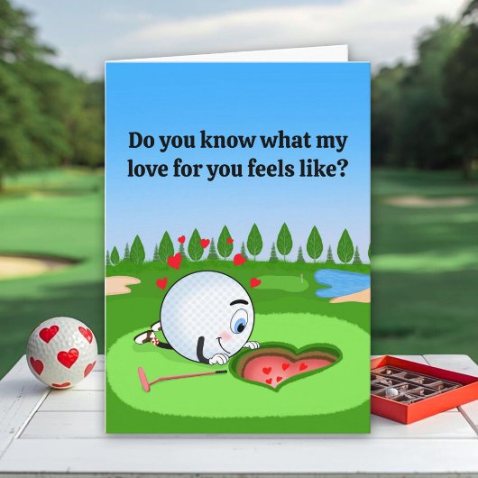 Schattige Golfbal Valentijnsdag Kaart