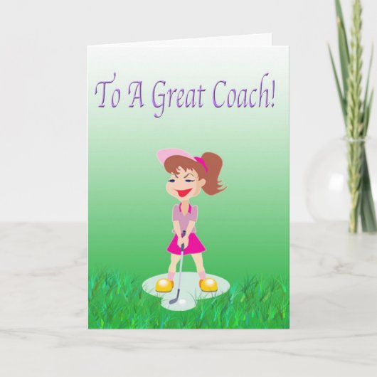 Schattige Golfcoach Bedankkaart (Voorkant)