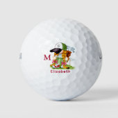 Schattige Golfer Gnome Gepersonaliseerd Modern Mon Golfballen (Voorkant)