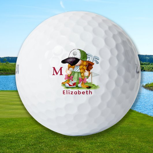 Schattige Golfer Gnome Gepersonaliseerd Modern Mon Golfballen