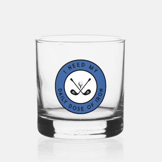 Schattige Golfer Humor Golf Iron Sports Pro Blauw Whisky Glas (Voorkant)
