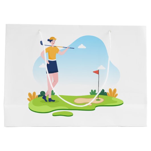 schattige golfpartij voegt tekst toe groot cadeauzakje (Achterkant)