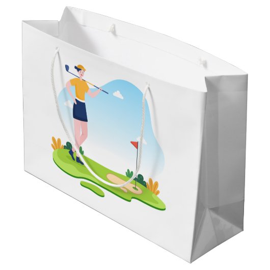 schattige golfpartij voegt tekst toe groot cadeauzakje (Achterkant Gekanteld)