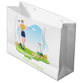schattige golfpartij voegt tekst toe groot cadeauzakje (Voorkant Gekanteld)