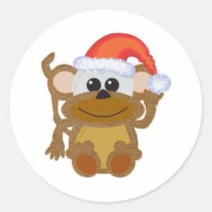Schattige Goofkins Kerst bont aap kerstman Ronde Sticker