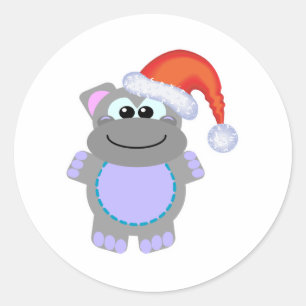 Schattige Goofkins Kerstmis nijlpaard kerstman Ronde Sticker