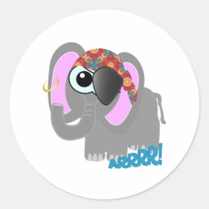 Schattige Goofkins olifant piraat Ronde Sticker