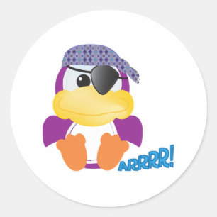 Schattige Goofkins paarse piraat eendje Ronde Sticker