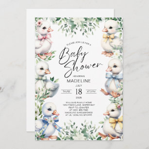 Schattige Goose Greenery Baby shower Uitnodiging