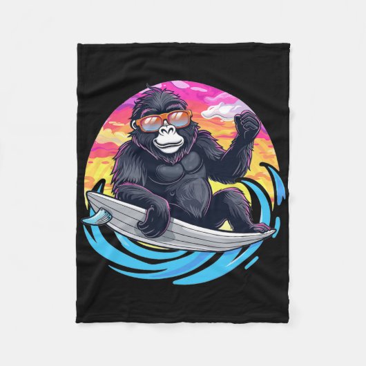 Schattige Gorilla die surft Fleece Deken (Voorkant)