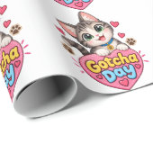 Schattige Gotcha Day Kat Cadeaupapier (Rol Hoek)