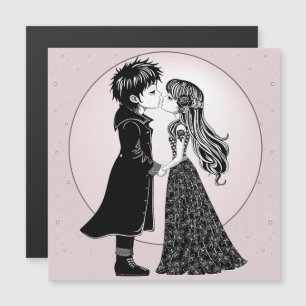 Schattige goth emo-kinderen zoenen op Valentijnsda