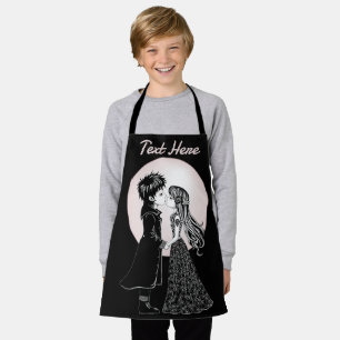 Schattige goth emo-kinderen zoenen op Valentijnsda Schort