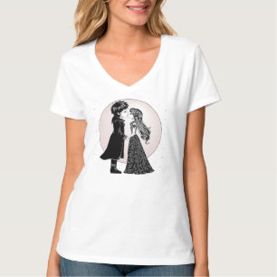 Schattige goth emo-kinderen zoenen op Valentijnsda T-shirt