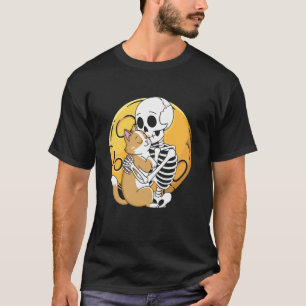 Schattige Goth Halloween Skelet Kat Schedel Kitten T-shirt