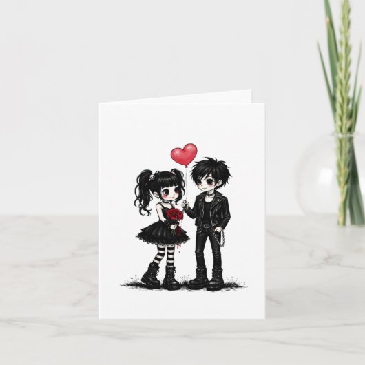Schattige Goth-liefdeskaart | Donkere Romantische Kaart (Voorkant)