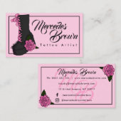Schattige Gothic Boot Pink Rose Tattoo Artist Visitekaartje (Voorkant / Achterkant)
