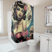 Schattige Gothic Meisje Douchegordijn (In situ)