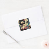 Schattige  Gothic Meisje Vierkante Sticker (Envelop)