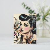 Schattige Gothic Pin Up Briefkaart (Staand voorkant)