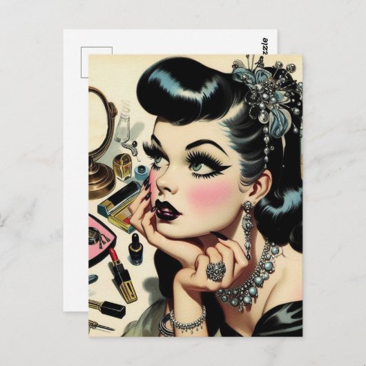 Schattige Gothic Pin Up Briefkaart (Voorkant / Achterkant)