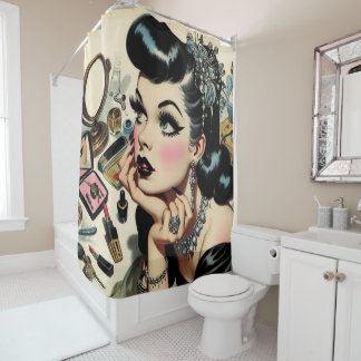 Schattige Gothic Pin Up Douchegordijn