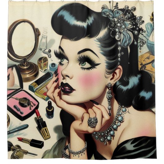  Schattige Gothic Pin Up Douchegordijn (Voorkant)