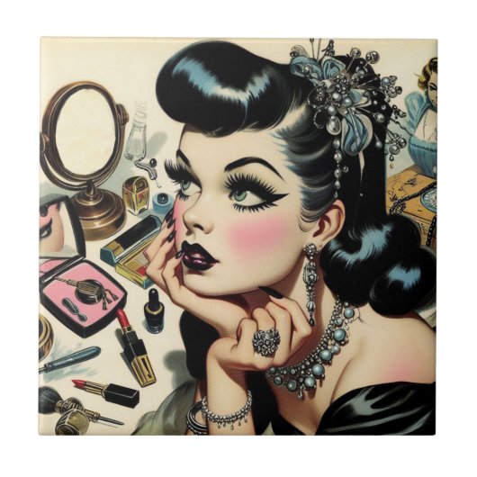 Schattige Gothic Pin Up Tegeltje (Voorkant)