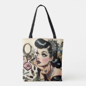 Schattige Gothic Pin Up Tote Bag (Achterkant)