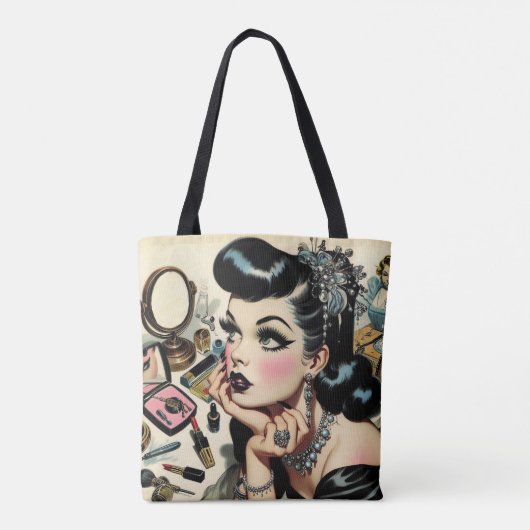  Schattige Gothic Pin Up Tote Bag (Achterkant)