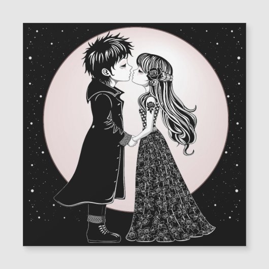 Schattige gothische emo-kinderen zoenen op Valenti (Voorkant)