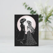 Schattige gothische emo-kinderen zoenen op Valenti Feestdagenkaart (Staand voorkant)