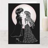 Schattige gothische emo-kinderen zoenen op Valenti Kaart (Voorkant)