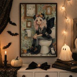 Schattige gothische fee geesten Halloween muurkuns Poster