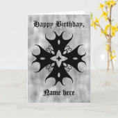 Schattige gotisch kruis op grijze verjaardag te pe kaart (Gele Bloem)