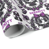 Schattige gotisch meisje Paarse kerst Cadeaupapier (Rol Hoek)